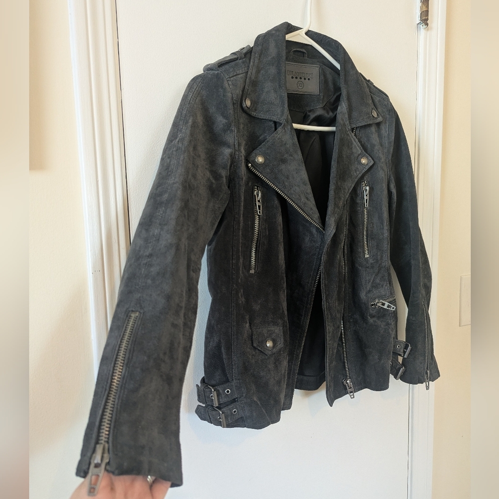 BlankNYC Suede Dark Gray Black Moto Biker Jacket - Picture 5 of 9